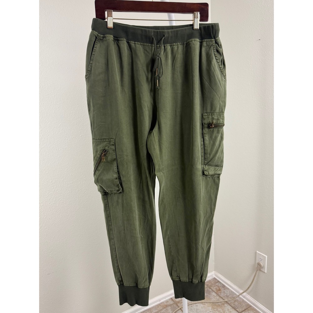 Young Fabulous & Broke Olive Green Cargo Joggers Tencel Pants Large Utility